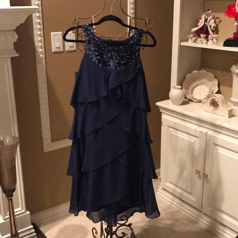 Brand new SLNY navy layered look dress